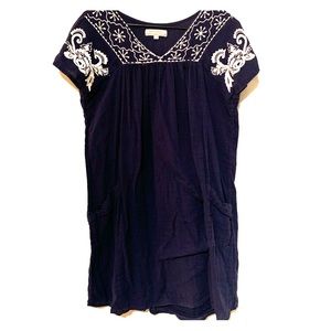 World market embroidered dress in navy blue